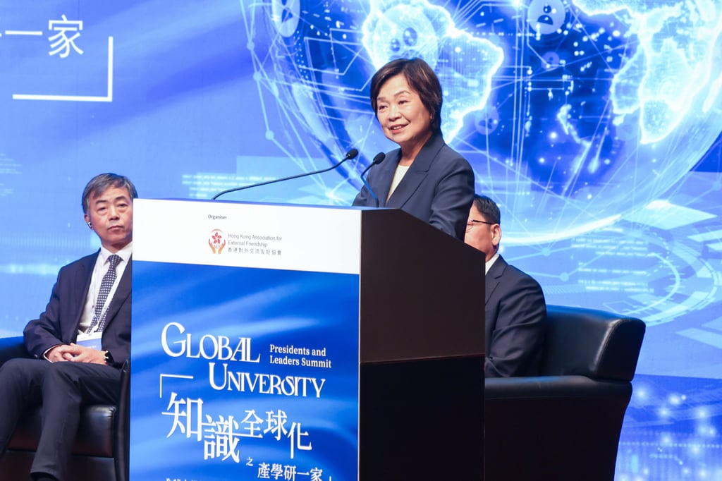 Education minister Christine Choi says the university town is part of the government’s push to position education as a primary engine of high-quality development. Photo: Silvia Siu