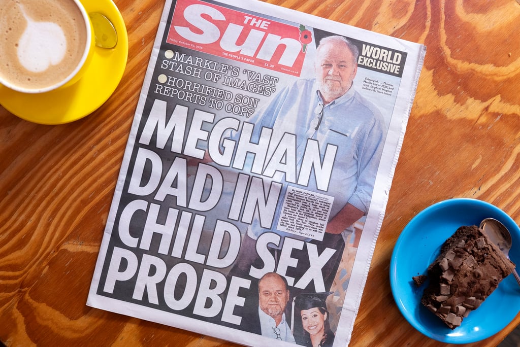 The front page of British newspaper The Sun first reported the allegations against Thomas Markle Snr on Friday. Photo: Getty Images/TNS The front page of British newspaper The Sun first reported the allegations against Thomas Markle Snr on Friday. Photo: Getty Images/TNS
