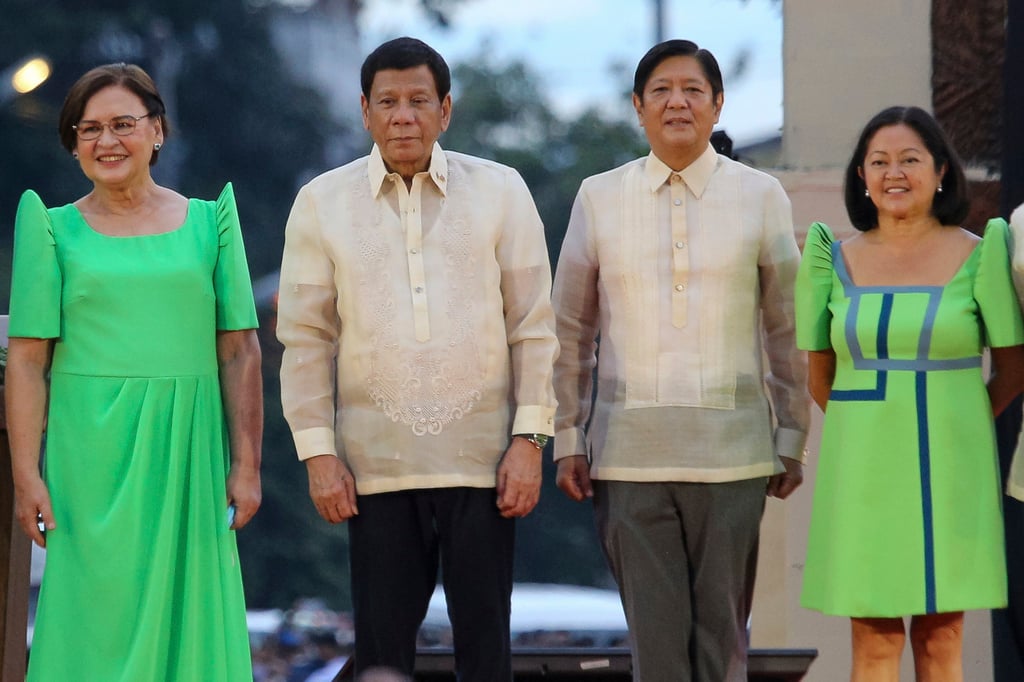 Rodrigo Duterte and Ferdinand Marcos Jnr attend Sara Duterte’s inauguration in Davao City, Philippines in 2022. Photo: AP Rodrigo Duterte and Ferdinand Marcos Jnr attend Sara Duterte’s inauguration in Davao City, Philippines in 2022. Photo: AP