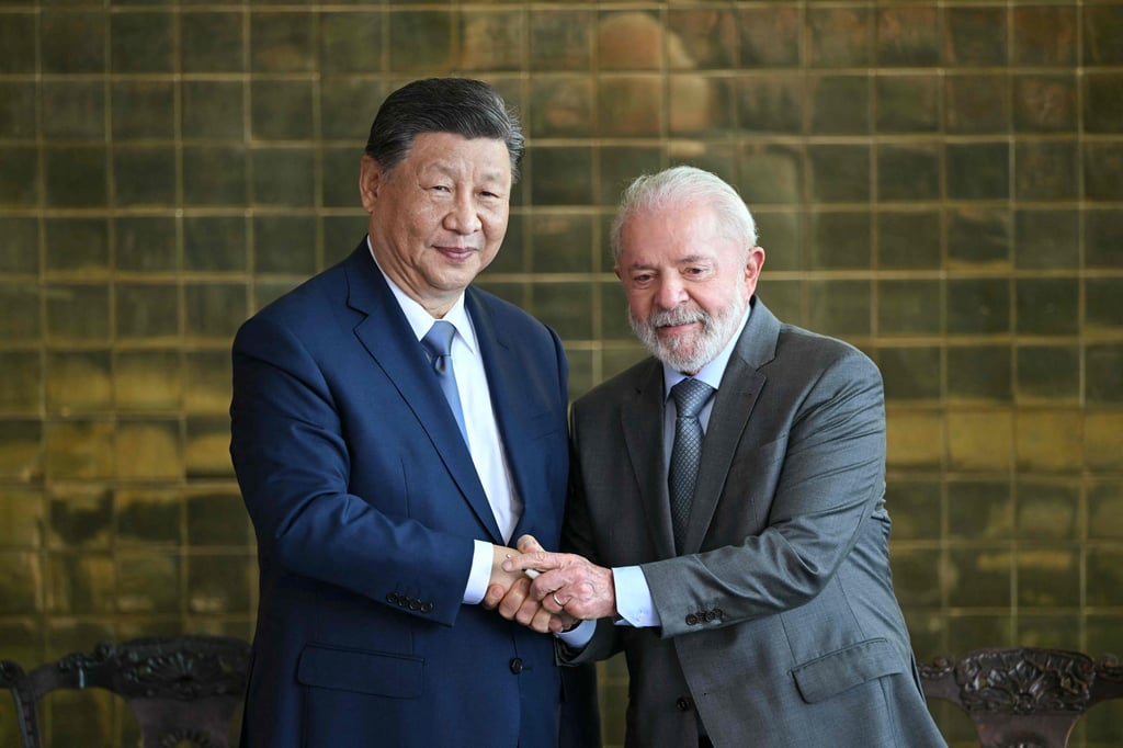 Chinese President Xi Jinping shakes hands with Brazilian President Luiz Inacio Lula da Silva after a meeting in Brasilia on November 20, 2024. China is Brazil’s largest trading partner. Photo: AFP Chinese President Xi Jinping shakes hands with Brazilian President Luiz Inacio Lula da Silva after a meeting in Brasilia on November 20, 2024. China is Brazil’s largest trading partner. Photo: AFP