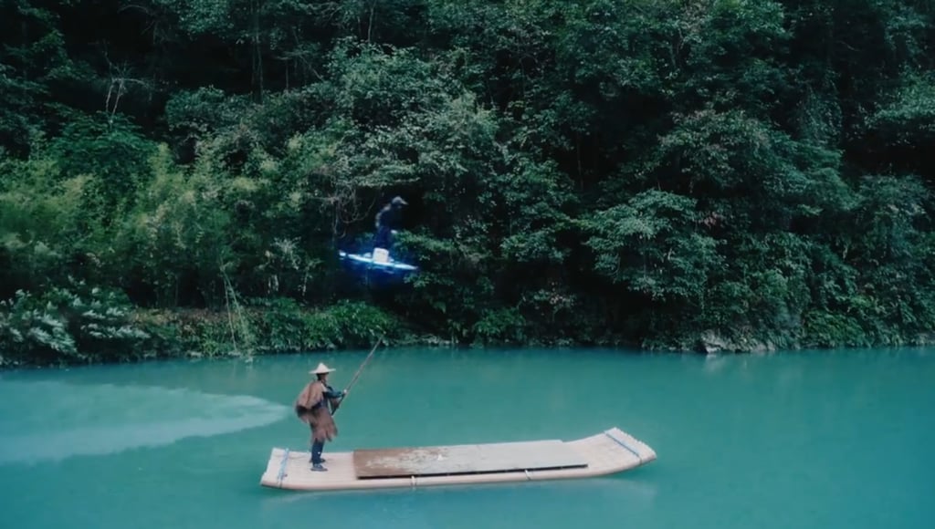 Flying over diverse landscapes in China, Song showcases his futuristic hoverboard against traditional rural backdrops. Photo: Jimu Flying over diverse landscapes in China, Song showcases his futuristic hoverboard against traditional rural backdrops. Photo: Jimu