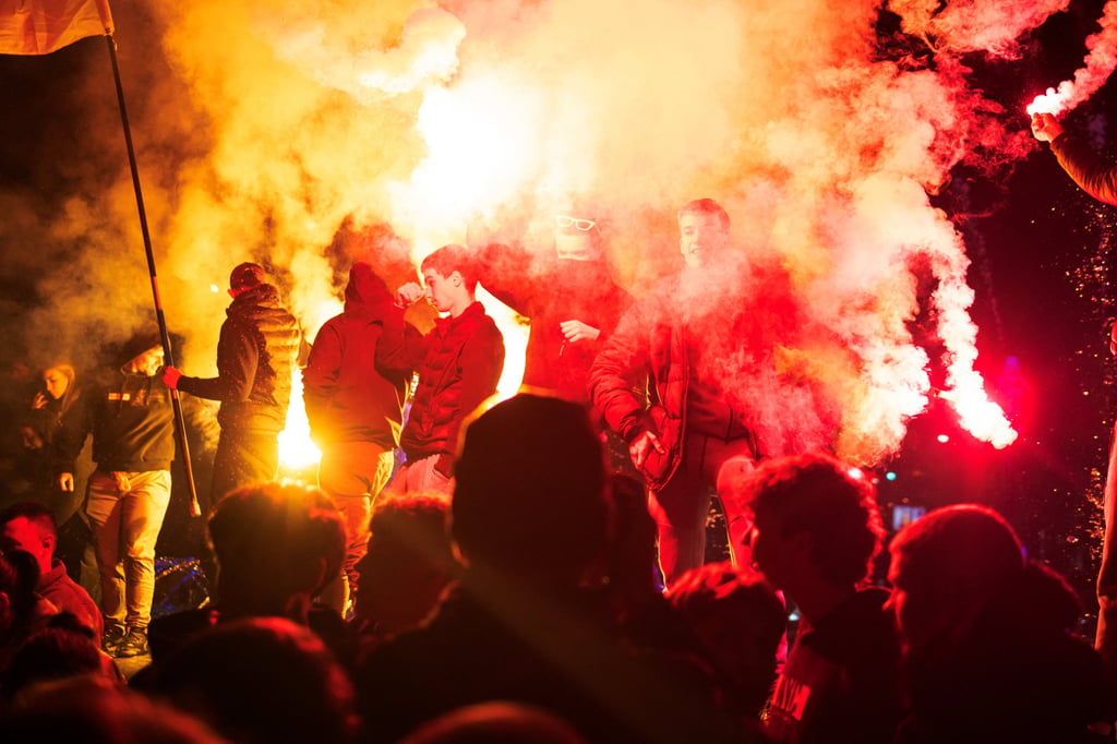 People celebrate the victory of the student-led movement in Serbia’s snap parliamentary election on Sunday. Photo: Reuters People celebrate the victory of the student-led movement in Serbia’s snap parliamentary election on Sunday. Photo: Reuters