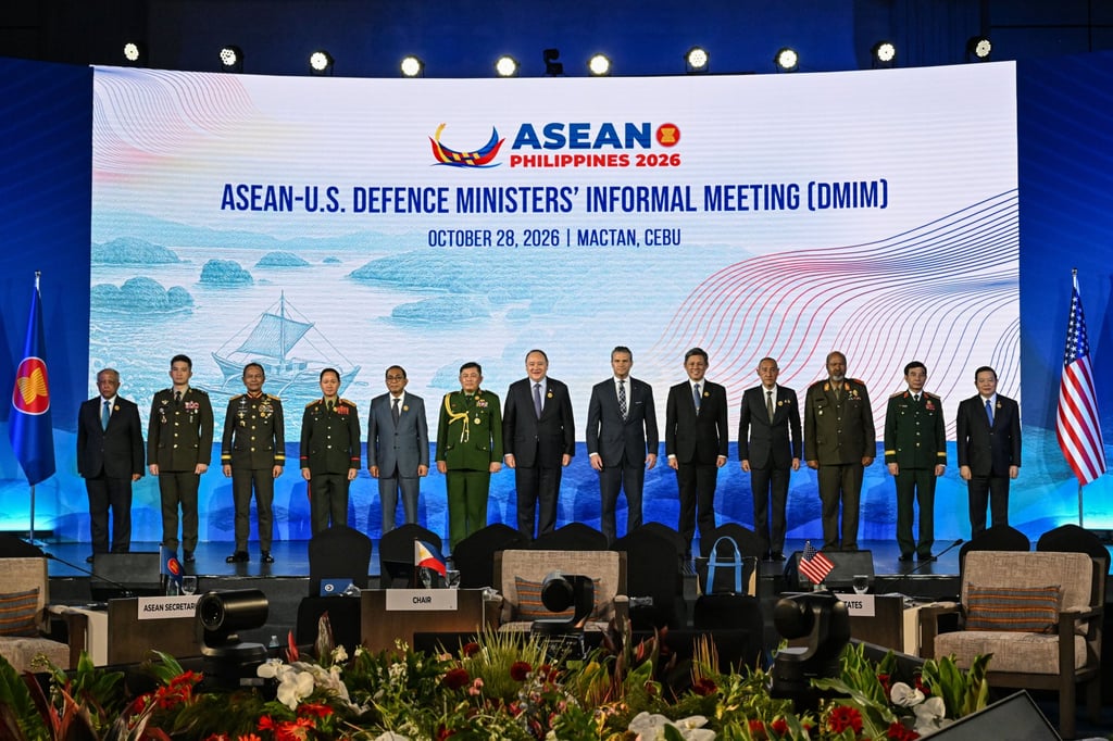 Southeast Asia’s defence chiefs and US Defence Secretary Pete Hegseth pose for a photo during the Asean Defence Ministers’ Informal Meeting in Cebu on Wednesday. Photo: EPA Southeast Asia’s defence chiefs and US Defence Secretary Pete Hegseth pose for a photo during the Asean Defence Ministers’ Informal Meeting in Cebu on Wednesday. Photo: EPA
