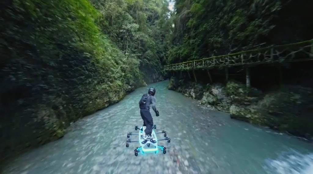 Known online as Amazing Ayu, 26-year-old Song Xingyu from Hubei has gained over 3 million followers by building and flying DIY aerial hoverboards. Photo: Jimu Known online as Amazing Ayu, 26-year-old Song Xingyu from Hubei has gained over 3 million followers by building and flying DIY aerial hoverboards. Photo: Jimu