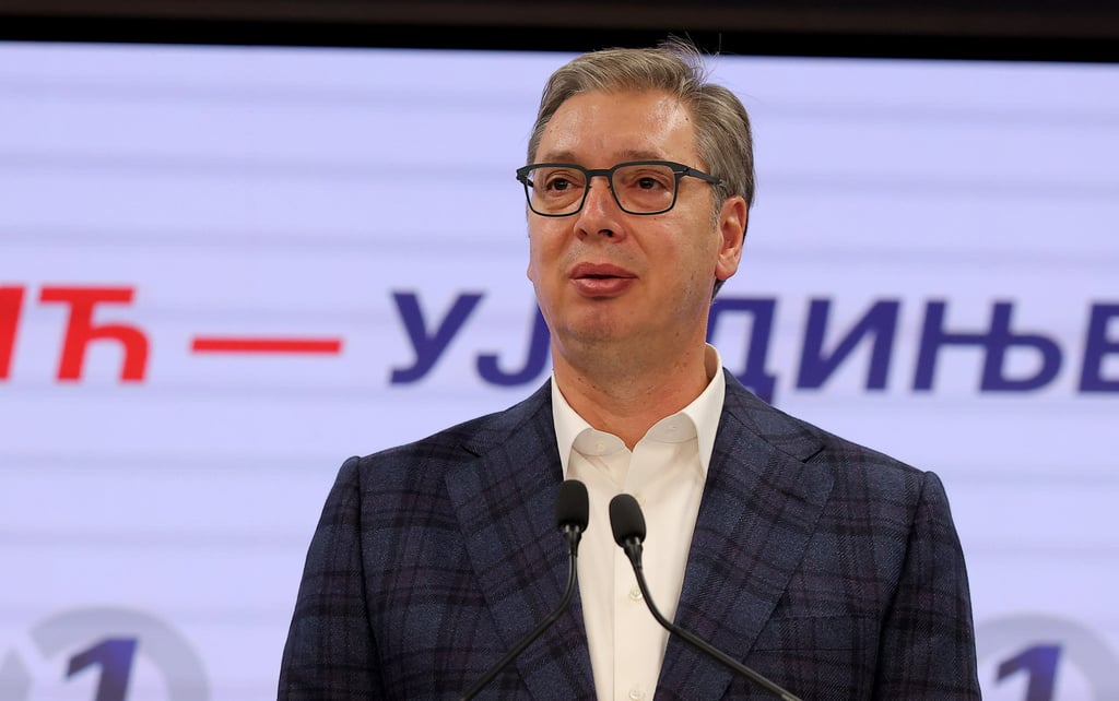 Former Serbian president Aleksandar Vucic conceded his party’s defeat in Sunday’s snap parliamentary election less than two hours after polls closed. Photo: Xinhua Former Serbian president Aleksandar Vucic conceded his party’s defeat in Sunday’s snap parliamentary election less than two hours after polls closed. Photo: Xinhua