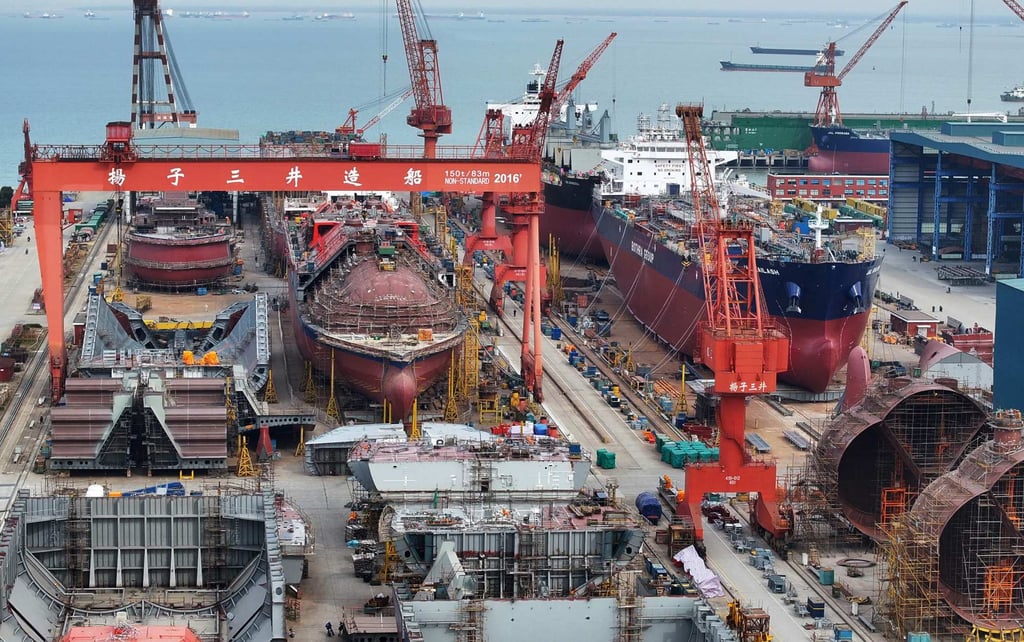 Ships under construction at a shipyard in Taicang, China. Photo: AFP Ships under construction at a shipyard in Taicang, China. Photo: AFP
