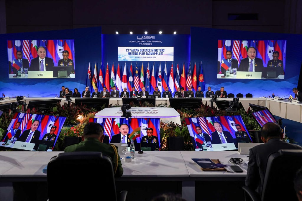 Philippine Defence Secretary Gilberto Teodoro Jnr (centre) delivers his opening remarks during the 13th Asean Defence Ministers’ Meeting Plus in Cebu on October 29, 2026. Photo: AFP