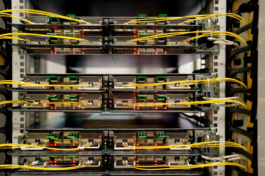 Wiring seen inside a Microsoft AI data centre in Wisconsin, US, on September 18, 2025. Photo: Reuters