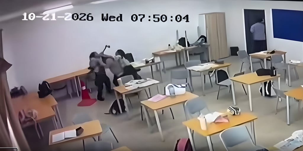A Reddit screenshot showing the axe attack at the school in Sarawak state, Malaysia, in October 21. Photo: Reddit