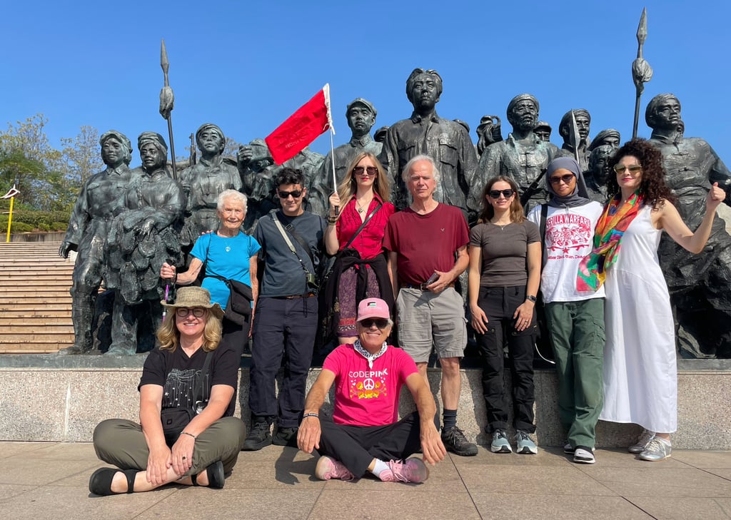 US anti-war group CodePink walked parts of the Long March route through Guizhou this month. Photo: Handout US anti-war group CodePink walked parts of the Long March route through Guizhou this month. Photo: Handout