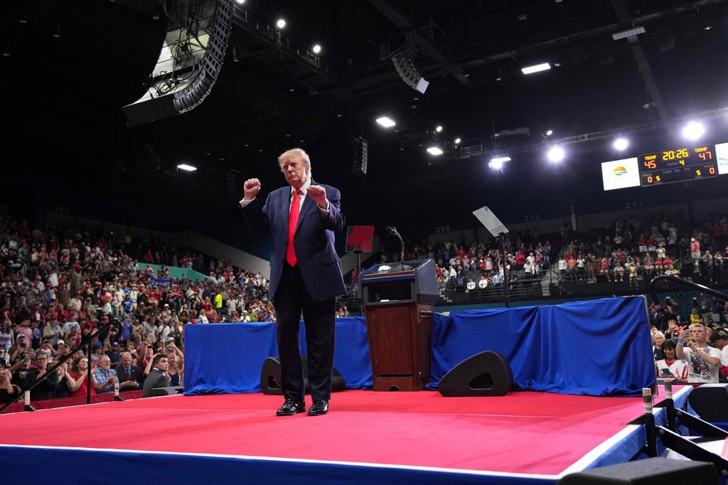 US President Donald Trump leaves the stage following a campaign rally at the Ocean Centre Arena in Daytona Beach, Florida, on Friday. Photo: AFP US President Donald Trump leaves the stage following a campaign rally at the Ocean Centre Arena in Daytona Beach, Florida, on Friday. Photo: AFP