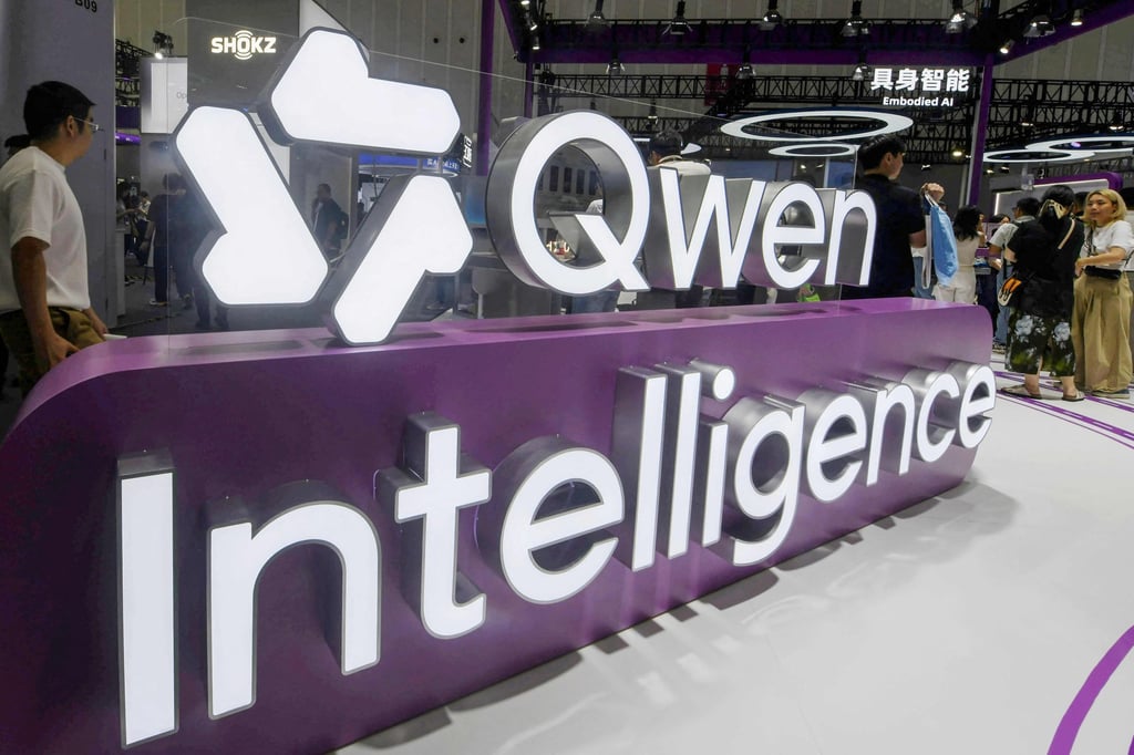 The Qwen logo is seen at the 5th Global Digital Trade Fair in Hangzhou, eastern China’s Zhejiang province, on September 22. Photo: CN-STR/AFP