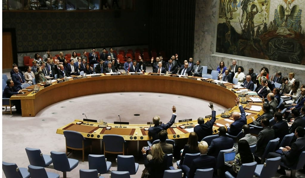 The UN Security Council passes a sanctions resolution against North Korea in 2017. Photo: AP