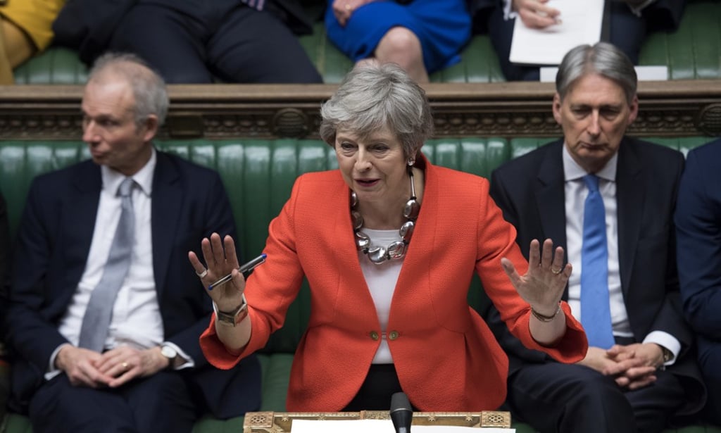 Britain's Prime Minister Theresa May speaks to lawmakers in parliament on Tuesday. Photo: AP