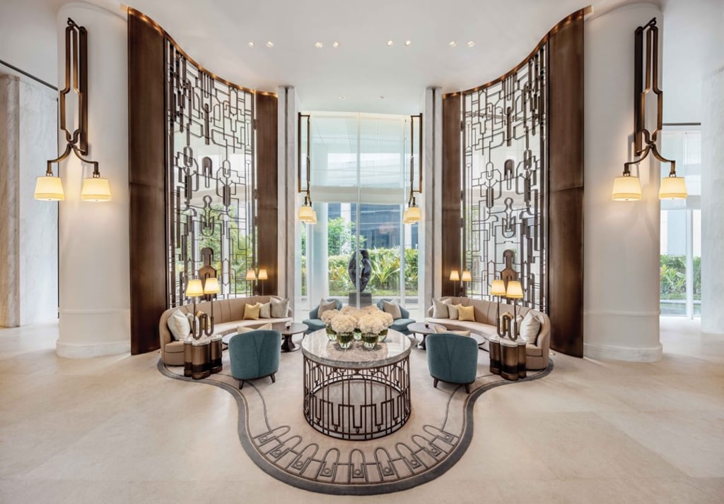 The Carrara marble lobby, designed by Hong Kong’s very own André Fu. Photo: Waldorf Astoria Bangkok
