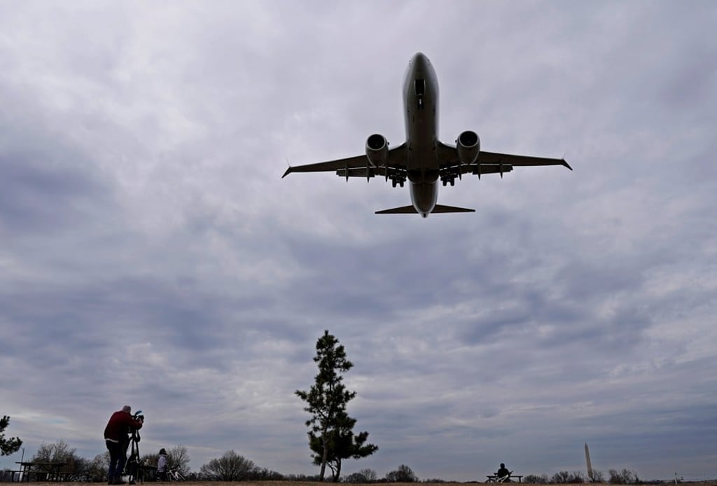 An American Airlines Boeing 737 MAX 8 flight approaches Reagan National Airport in Washington shortly after an announcement was made by the FAA that the planes were being grounded. Photo: Reuters