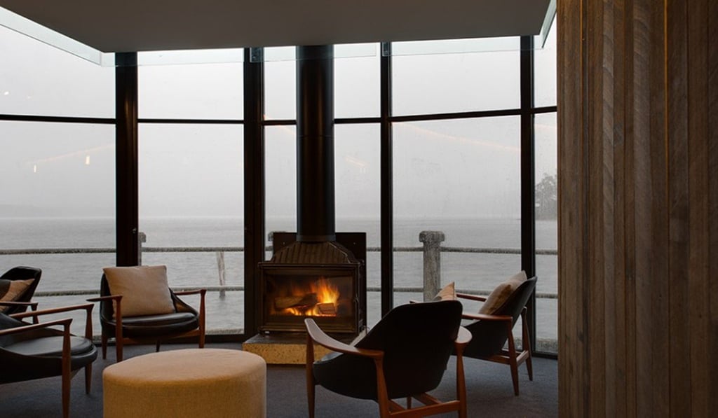 The picturesque property appears to float above Lake St Clair. Photo: Pumphouse Point