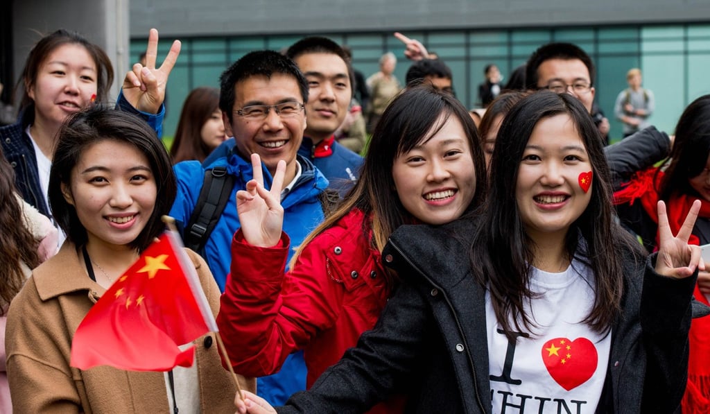 Chinese students in Manchester during President Xi Jinping’s visit in 2015. Photo: AFP