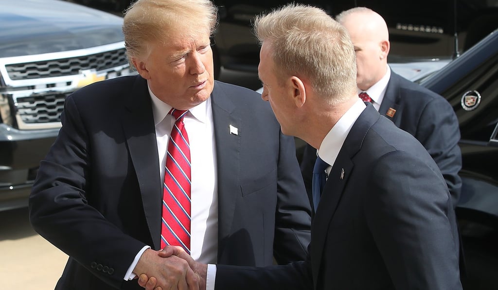 Donald Trump welcomed to the Pentagon by Shanahan on March 15, 2019. Photo: AFP