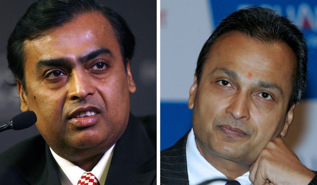 In 2002, Mukesh Ambani, left, and younger brother Anil got into a bitter feud over their father’s empire. Photo: AFP