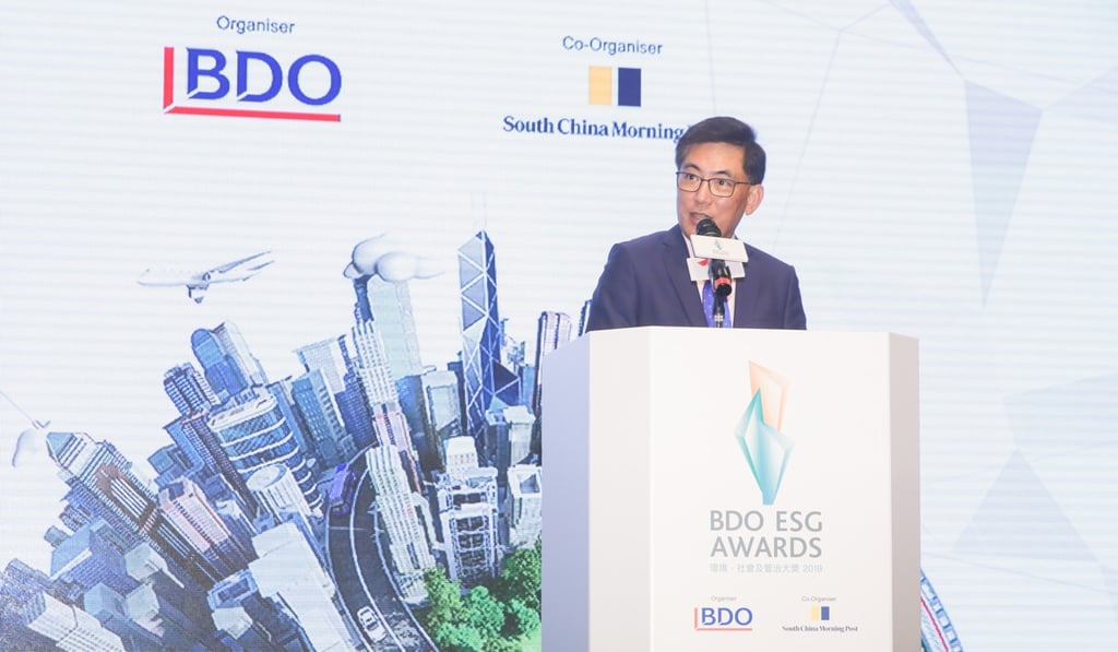 Honorable guest George Kwok Lung Hongchoy, who has been executive director and CEO of Link Asset Management since 2009 and 2010 respectively, sharing his thoughts on ESG.