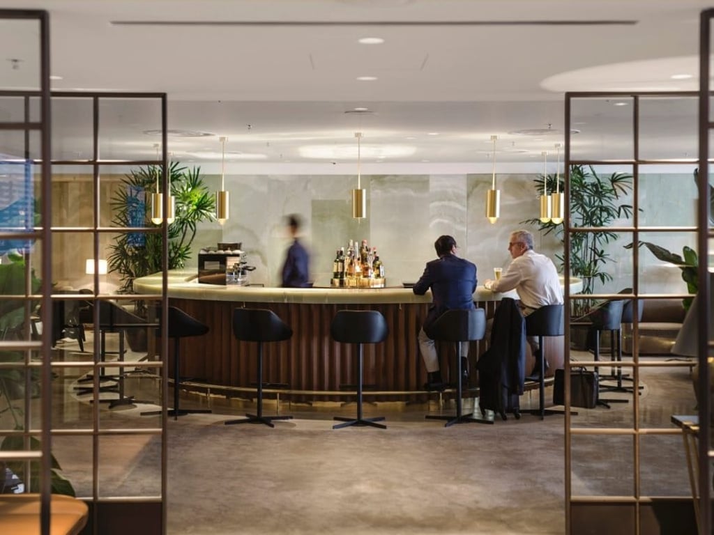 The Bar, inside Cathay Pacific’s first-class lounge, The Pier The Bar, inside Cathay Pacific’s first-class lounge, The Pier