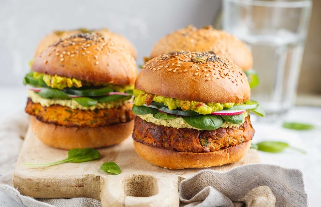 Burgers with vegan patties. Burgers with vegan patties.