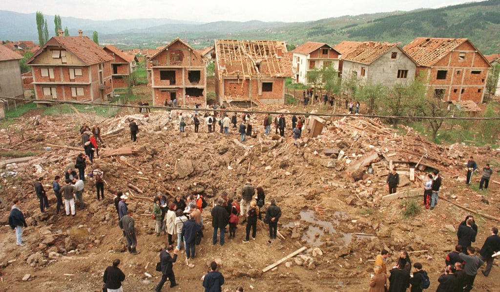 The bombing site in Surdulica on April 28, 1999. Photo: Reuters