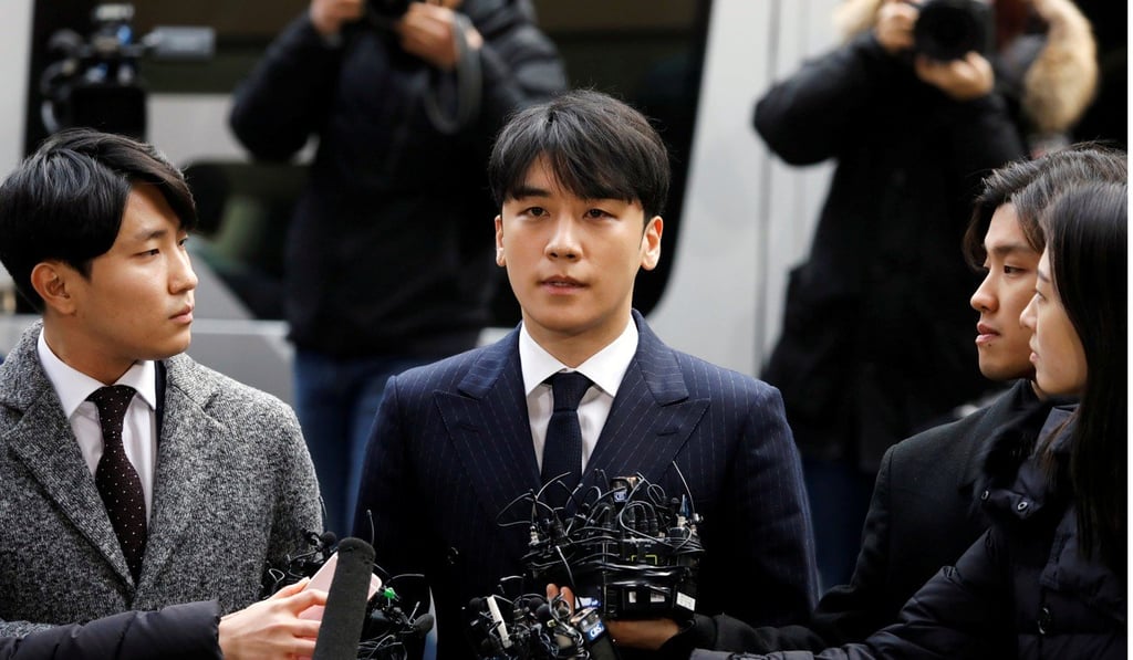 Another K-pop star, Seungri from Big Bang, arrives to be questioned over a sex bribery case at the Seoul Metropolitan Police Agency in Seoul. Photo: Reuters/Kim Hong-Ji