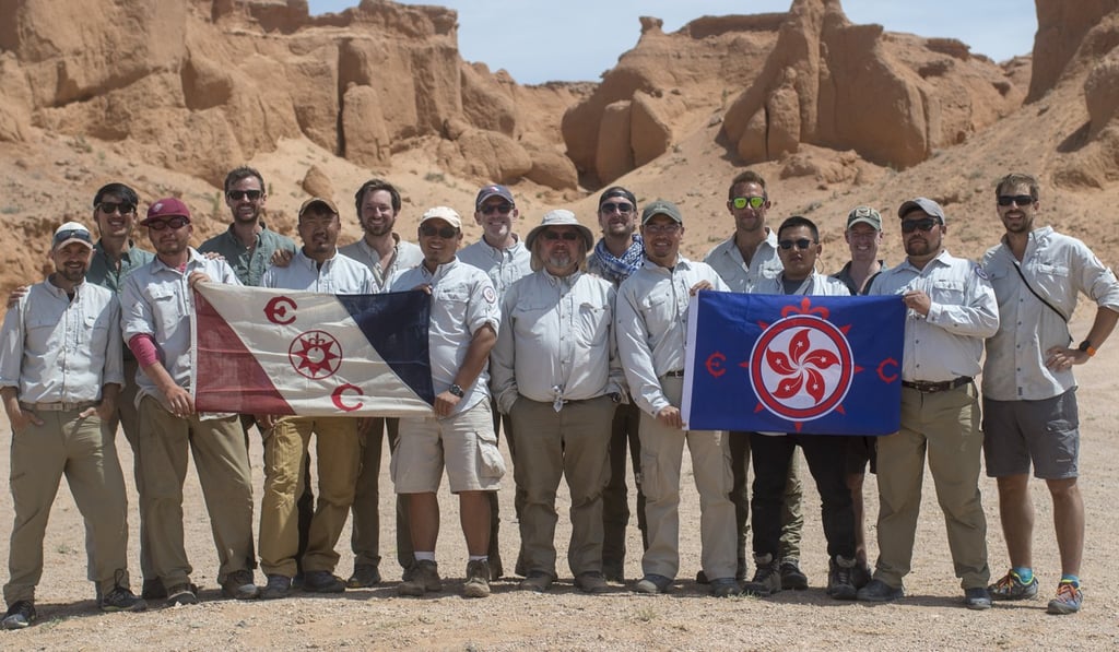 Members of the Explorers Club Hong Kong with their Mongolian counterparts in the Gobi desert, Southern Mongolia. Photo: Courtesy of Mike Sakas