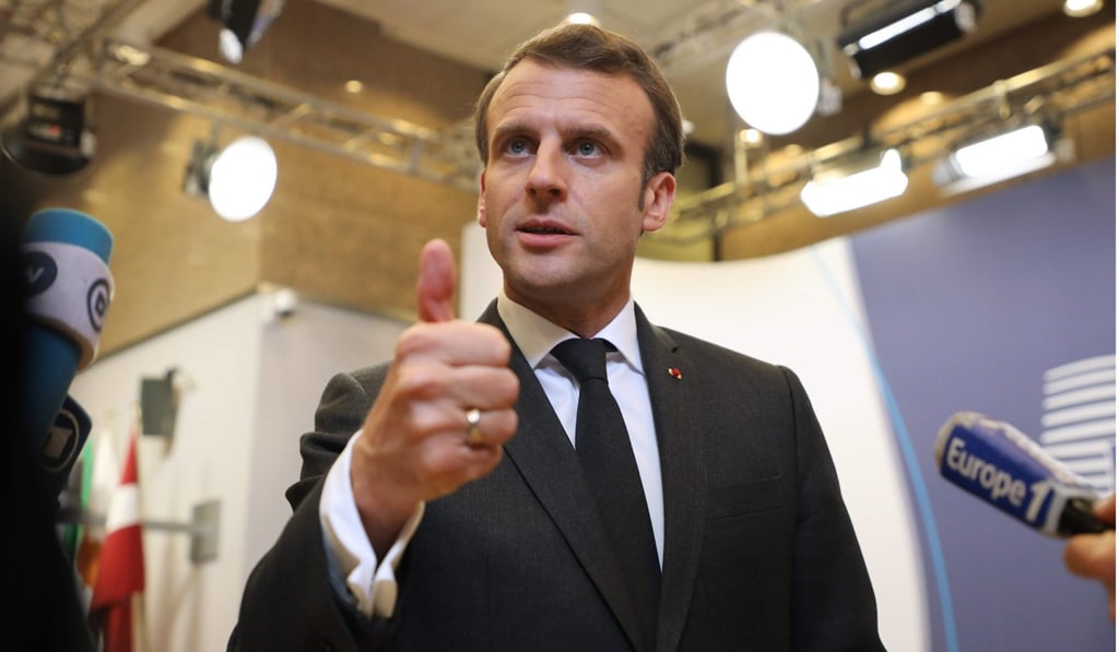 France’s President Emmanuel Macron at the end of the first day of the EU summit on March 21, 2019. Photo: AFP