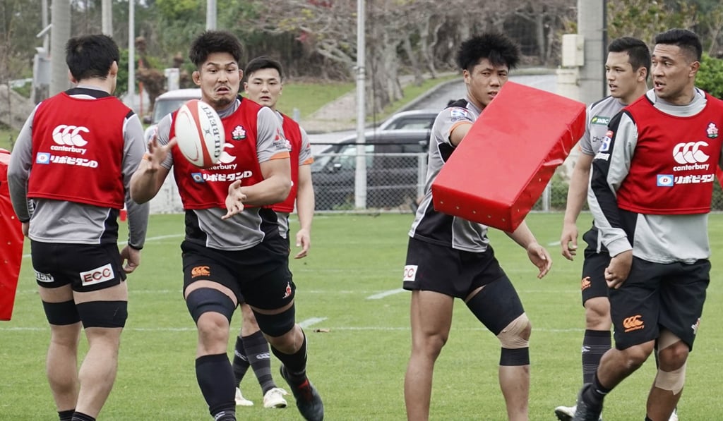 Japan players train in Yomitan, Okinawa Prefecture. Photo: Kyodo