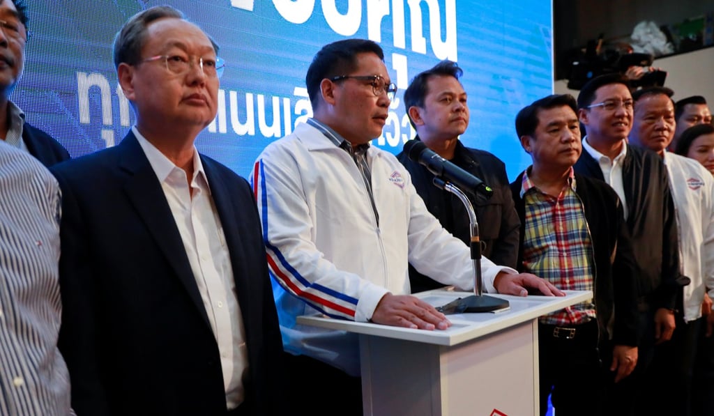 Uttama Savanayana, Palang Pracharat Party leader, did not declare victory at a late-night press conference. Photo: Reuters