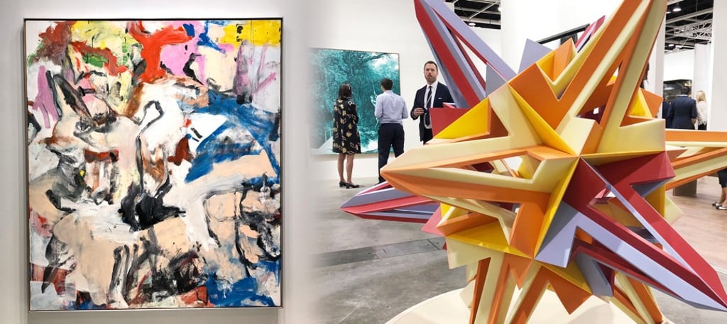 A collage of artworks on display at the Levy Gorvy booth at Art Basel Hong Kong. The gallery sold a Willem de Kooning painting for US$35 million in 2018. Photo: Kwokwang Chow