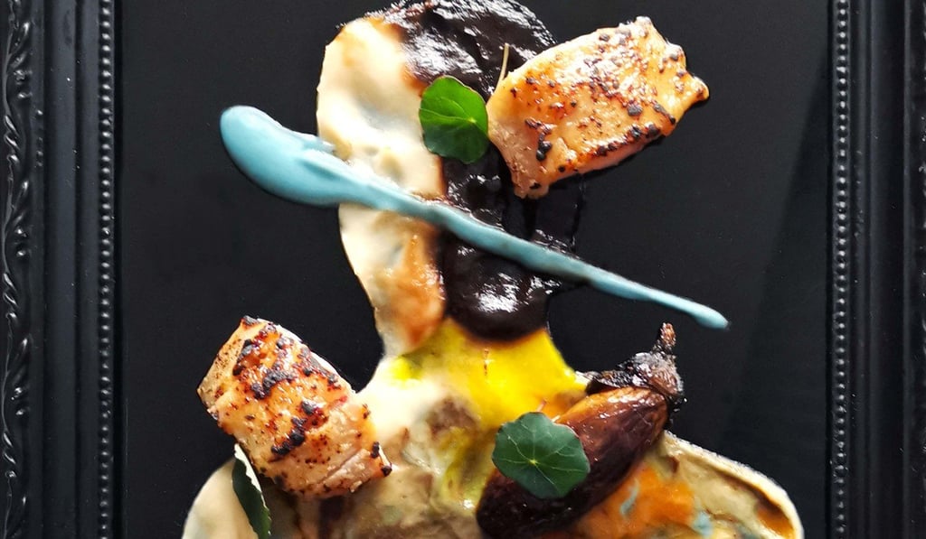 The Mandarin Grill and Bar’s edible interpretation of Antony Micaleff’s ‘Self-Portrait with Blue Slash’. The Mandarin Grill and Bar’s edible interpretation of Antony Micaleff’s ‘Self-Portrait with Blue Slash’.