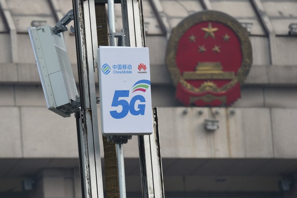 Huawei Technologies’ 5G mobile base stations installed by telecoms network operator China Mobile are seen in front of a National People's Congress conference centre in Luoyang, Henan province, on February 27, 2019. Photo: Reuters