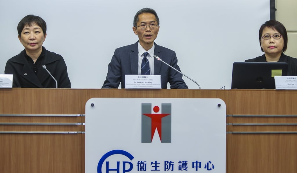 Wong Ka-hing (centre), controller of the Centre for Health Protection of the Department of Health, described the situation of this year’s measles outbreak as ‘unusual’. Photo: Winson Wong