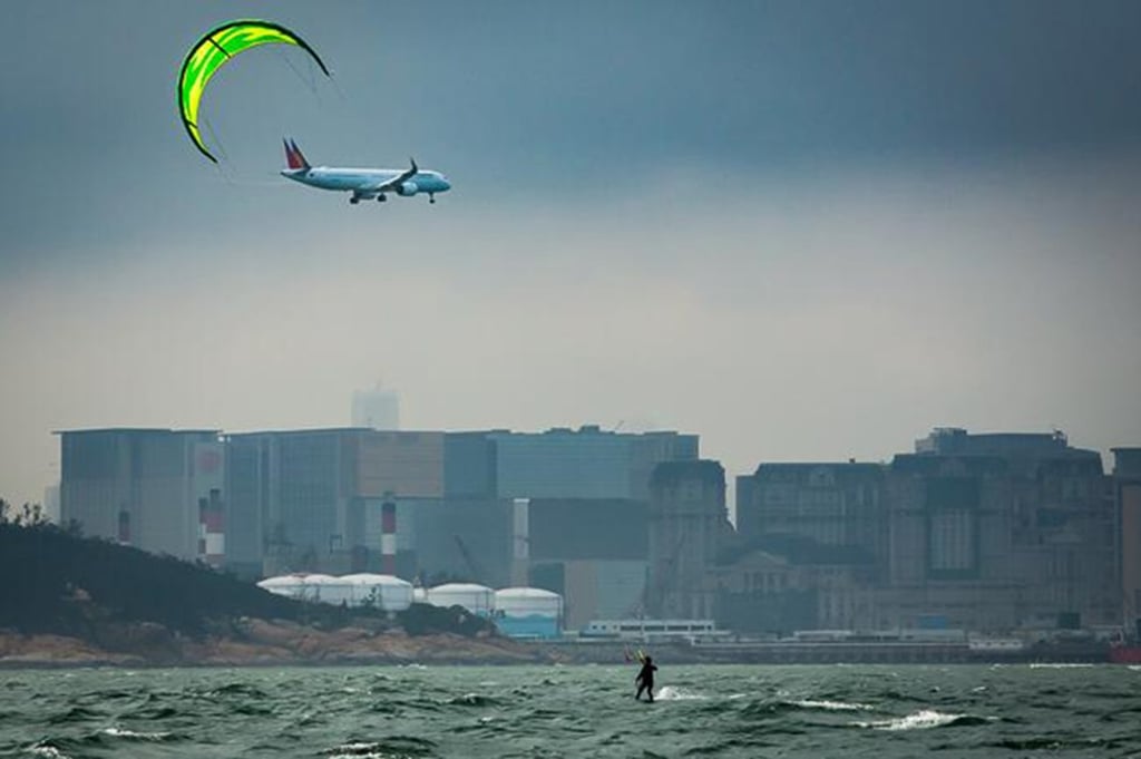 Kitesurfer Siu nears Macau on her March 1 journey. Photo: Scott Clotworthy