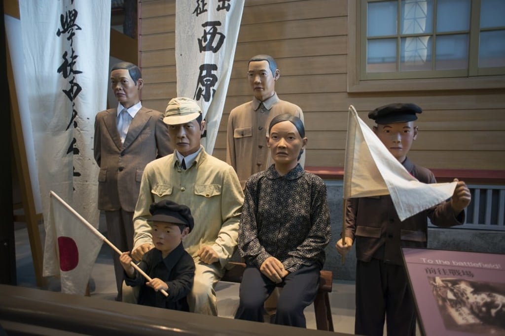 A display, showing a Taiwanese soldier going off to fight for Japan in the second world war, at the National Museum of Taiwan History, in Tainan. Photo: Antony Dickson