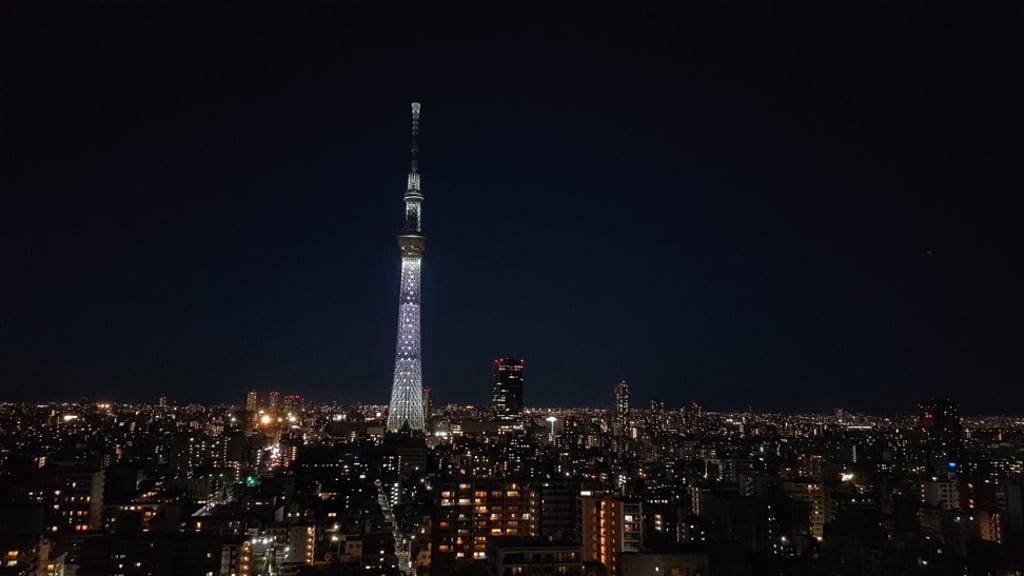 The glittering tower at night The glittering tower at night