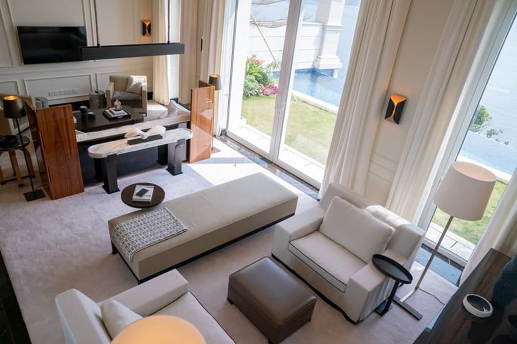 The living room of one of the two luxury homes designed by Gilles & Boissier, in Tai Tam, Hong Kong. Photo: Bloomberg The living room of one of the two luxury homes designed by Gilles & Boissier, in Tai Tam, Hong Kong. Photo: Bloomberg