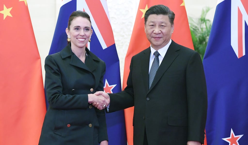 Jacinda Ardern poses for a photo with Xi Jinping at the Great Hall of the People on Monday. Photo: Xinhua Jacinda Ardern poses for a photo with Xi Jinping at the Great Hall of the People on Monday. Photo: Xinhua