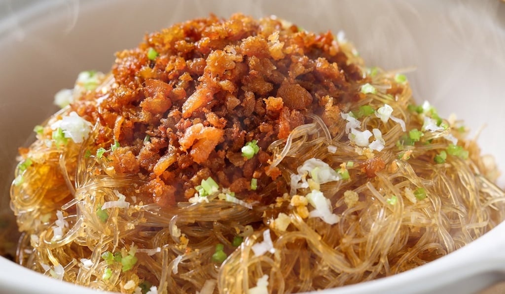 Vegan minced Omnipork served with glass noodles is one of the Lunar New Year dishes that has become a permanent fixture on the menu at Sha Tin 18.