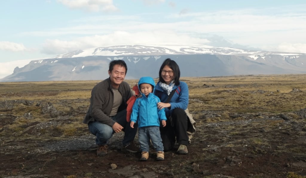 Wang Xiyue, Qu Hua and their son pictured during a trip to Iceland in August 2015. Photo: Qu Hua