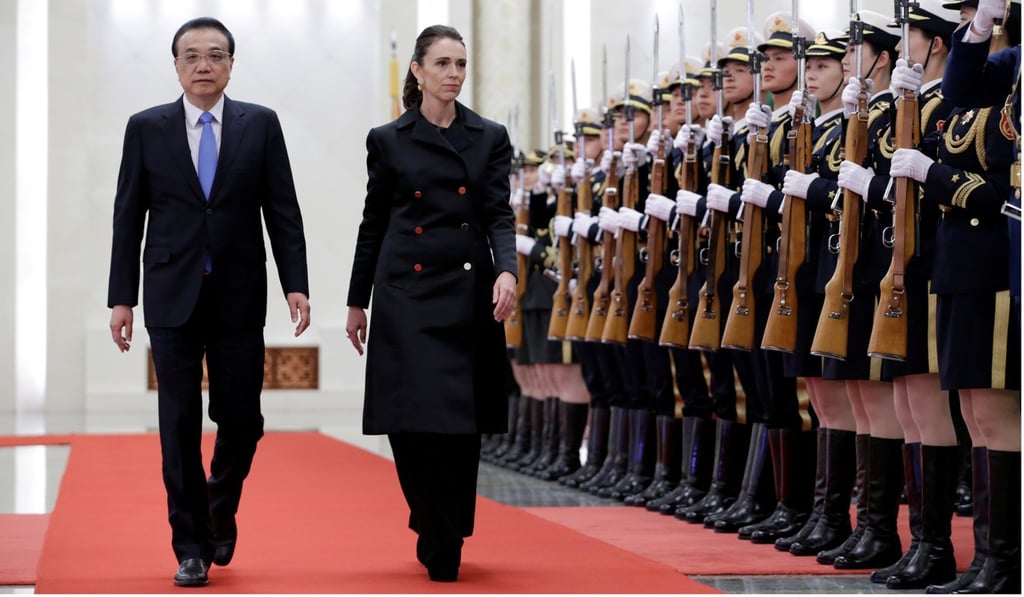 New Zealand Prime Minister Jacinda Ardern and Chinese Premier Li Keqiang attend a welcome ceremony at the Great Hall of the People. Photo: Reuters