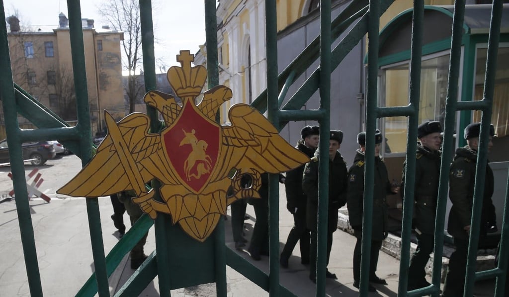 Military students leaving the Alexander Mozhaisky Military Space Academy in St Petersburg. Photo: AP