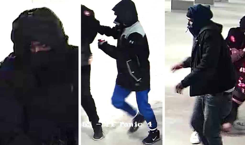 Three suspects in the kidnapping of Lu Wanzhen, in security images of the abduction released by York Regional Police. Photo: York Regional Police