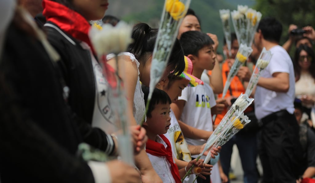 Chinese mark the 10th anniversary of the massive earthquake that hit Sichuan in 2008, on May 12 last year at an event in Beichuan county, one of the worst-hit areas. Photo: EPA-EFE