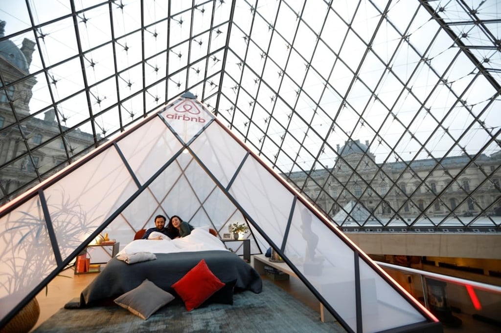 Contest winners will sleep in a miniature pyramid under the real thing. Photo: Reuters