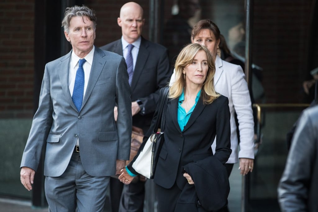 Actress Felicity Huffman exits federal court in Boston, Massachusetts, on Wednesday. Photo: Bloomberg